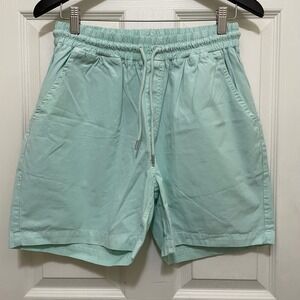 Colorful Standard Organic Cotton Twill Shorts‎ Teal Blue Drawstring Waist Large
